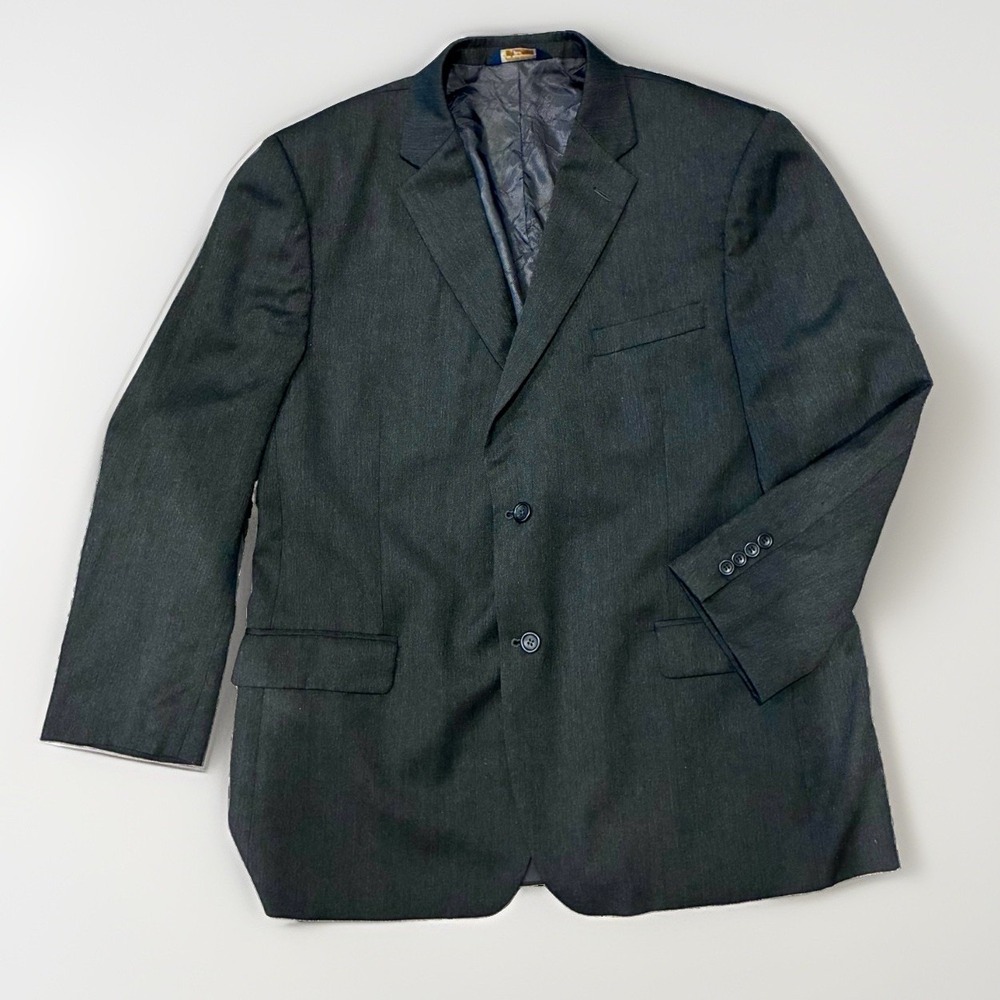 Joseph Feiss Gold Mens 46R Charcoal Gray 100% Wool Suit Jacket Blazer 2 Button